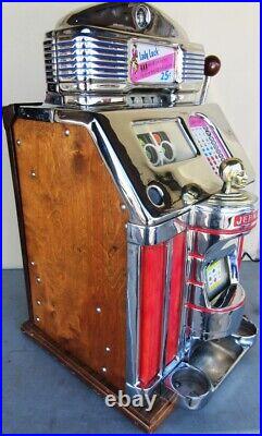 Jennings 25c Red Light Up Lady Luck Slot Machine Circa 1940's