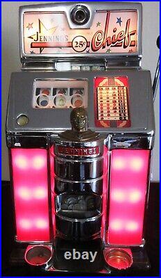 Jennings 25c Red Lite Up Chief Governor Slot Machine Nevada Club Casino
