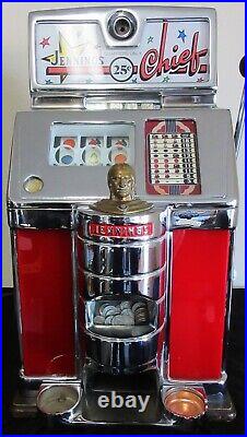 Jennings 25c Red Lite Up Chief Governor Slot Machine Nevada Club Casino