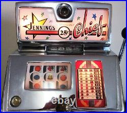 Jennings 25c Red Lite Up Chief Governor Slot Machine Nevada Club Casino