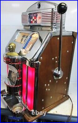 Jennings 25c Red Lite Up Club Chief Slot Machine Tic Tac Toe Casino
