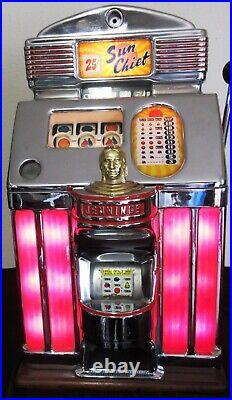 Jennings 25c Red Lite Up Sun Chief Slot Machine