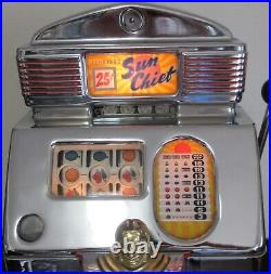 Jennings 25c Red Lite Up Sun Chief Slot Machine