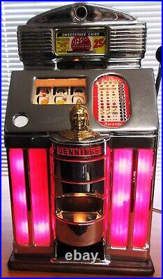 Jennings 25c Sweepstake Red Lite Up Slot Machine. Fully Restored