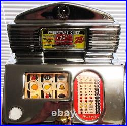 Jennings 25c Sweepstake Red Lite Up Slot Machine. Fully Restored