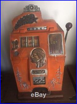 Jennings 5 Cent 4 Star Chief Slot Machine Nice Unrestored Original