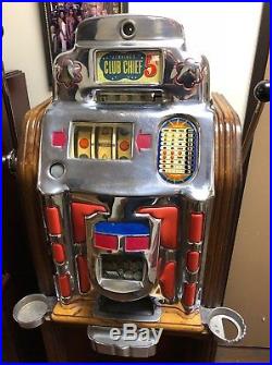 Jennings 5 Cent Slot Machine Super Deluxe Club Chief Light Up Factory Console