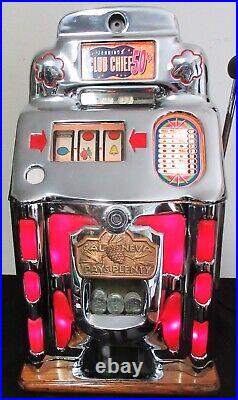 Jennings 50c CAL-NEVA Club Chief Red Lite Up Slot Machine circa 1940's