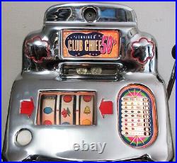 Jennings 50c CAL-NEVA Club Chief Red Lite Up Slot Machine circa 1940's