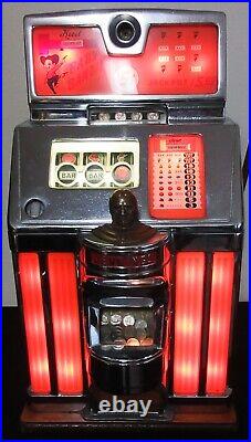Jennings 5c Amber Lite Up Baby Bandit Slot Machine Hotel Showboat circa 1950's