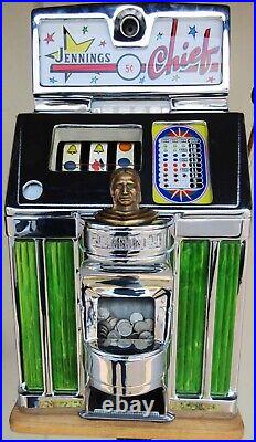 Jennings 5c Lite Up Chief Governor Slot Machine circa 1930's Green