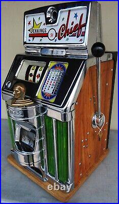 Jennings 5c Lite Up Chief Governor Slot Machine circa 1930's Green