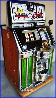 Jennings 5c Lite Up Chief Governor Slot Machine circa 1930's Green