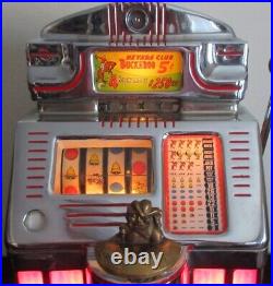 Jennings 5c Nevada Club Buckaroo 4 Reel Red Lite Up Slot Machine