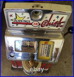 Jennings Chief 1930s Slot Machine 25 Cent Works Nice Condition