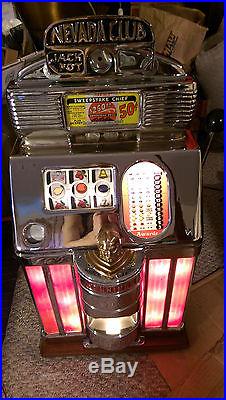 Jennings HALF DOLLAR SWEEPSTAKE CHIEF antique slot machine NEVADA CLUB Style