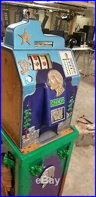 Jennings Lone Star 10 Cent Slot Machine & Beautiful Stand. Mills Pace Walting
