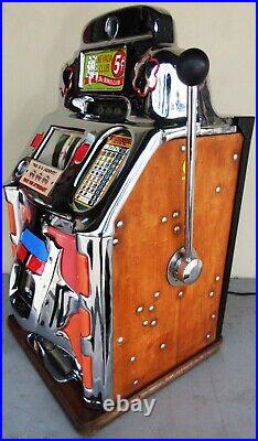 Jennings Nevada Club 5c Red Lite Up Slot Machine circa 1930's