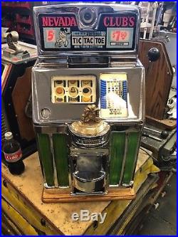 Jennings Nevada Club Light Up Governor 5 Cent Slot Machine Restored