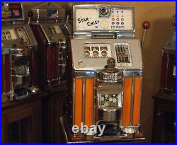 Jennings Slot Machine 5 cent Light Up Orange Star Chief Drink cup & Ashtray