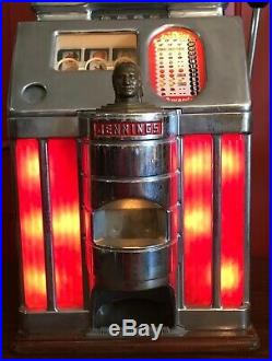 Jennings Sweepstake Chief Las Vegas Casino Dime Slot Machine Red / Lighted