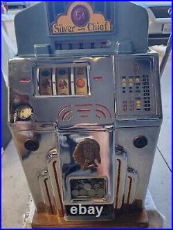 Jennings Vintage Silver Chief Nickle Slot Machine