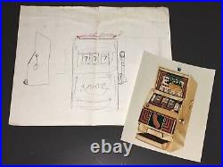 Jim Rumph Vintage Slot Machine Drawing & Visual Art Reference + Coa