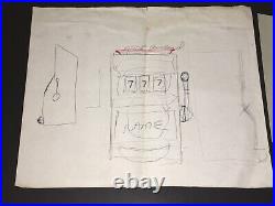 Jim Rumph Vintage Slot Machine Drawing & Visual Art Reference + Coa