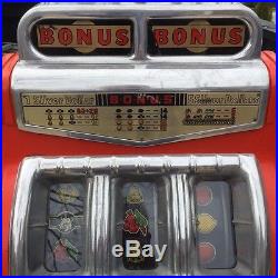 Keeney 1949 BONUS BONUS Twin Coin Slot Machine with SILVER DOLLAR Feature