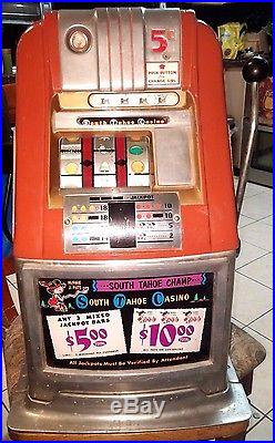 L@@K! Vintage MILLS 1950's/1960's Antique High Top 5 Cent Nickel Slot Machine