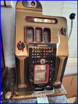 L@@k! Great Condition, Works 1948 Mills 5 Cent Golden Falls Vintage Slot Machine