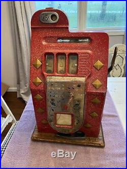 MILLS 1930s/1940s 25 Cent Diamond Front, Bell Fruit Gum Slot Machine