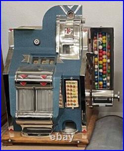 MILLS 1c QT Chevron Slot Machine with Gumball Dispenser circa 1936