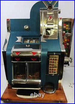 MILLS 1c QT Chevron Slot Machine with Gumball Dispenser circa 1936