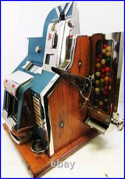 MILLS 1c QT Chevron Slot Machine with Gumball Dispenser circa 1936