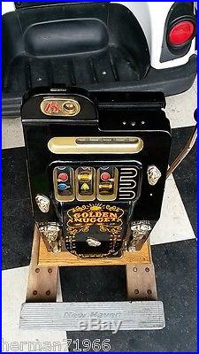 MILLS GOLDEN NUGGET 25 CENT SLOT MACHINE Fully Working 100% Must see! WOW
