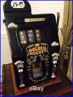 MILLS GOLDEN NUGGET SLOT MACHINE 25 CENT EXCELLENT CONDITION OVER 25 YEARS OLD