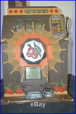 MILLS Novelty CO 5 Cent ANTIQUE BURSTING CHERRIES Slot Machine 15x16x25
