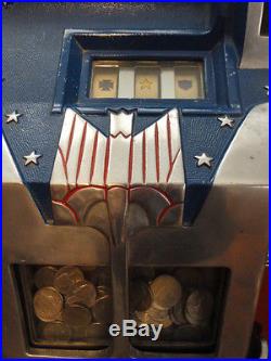 Mills Original 1934 5 Cent Qt 20 Star Slot Machine Great Condition