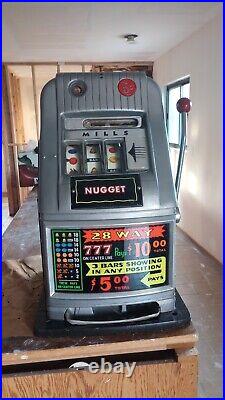 MILLS SLOT MACHINE ORIGINAL WORKING PERFECT 5 Cent High Top