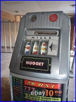 MILLS SLOT MACHINE ORIGINAL WORKING PERFECT 5 Cent High Top