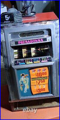 MILLs Working Primadonna 5 cent Slot Machine Unrestored