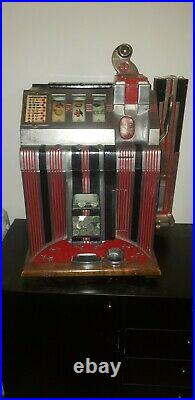 Mills 1932 5 cent Skyscraper slot machine gooseneck, side vendor, Almost perfect