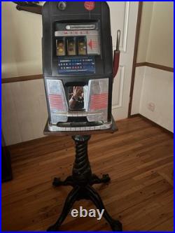 Mills 1939 Antique Vintage Five Cent Slot Machine with FREE Stand Excellent Shape