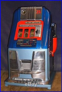 Mills 25-cent BELL BELL hi-top antique slot machine, 1948