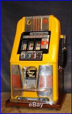 Mills 25-cent DEUCES WILD hi-top antique slot machine, 1949