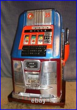 Mills 25c 777 hi-top antique slot machine, 1946