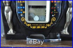 Mills 25c Golden Nugget Slot Machine with Keys & Pedestal