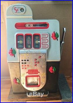 Mills 5 Cent Black Cherry Slot Machine 1947 Natural Wood Sides