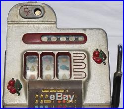 Mills 5 Cent Cherry Front Antique Slot Machine Works Great All Original